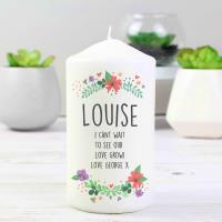 Personalised Floral Pillar Candle Extra Image 1 Preview